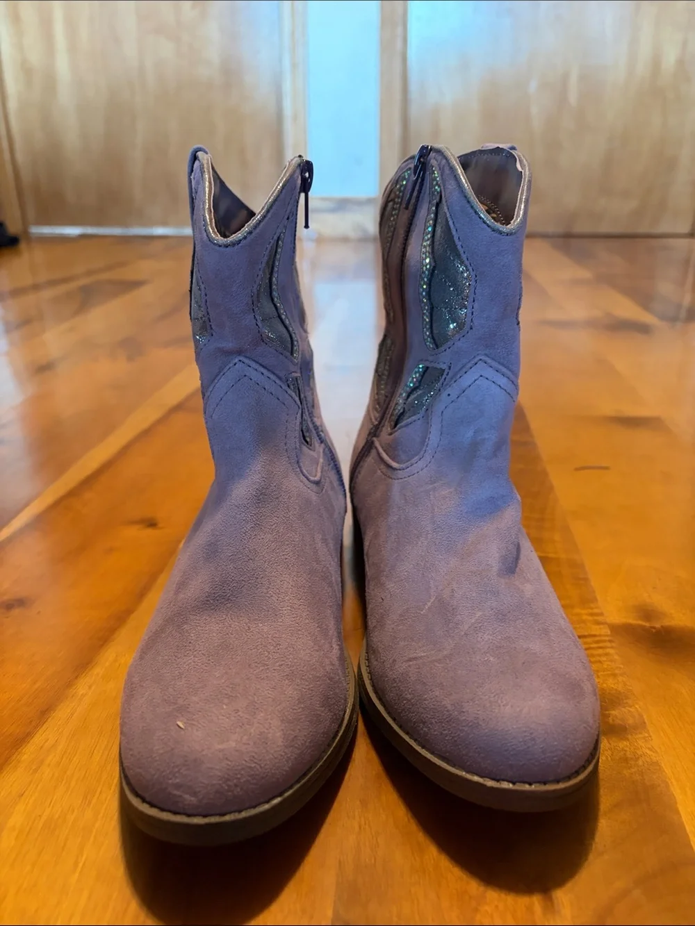 Madden Girls' Lavender Suede Western Ankle Boots Size 5
